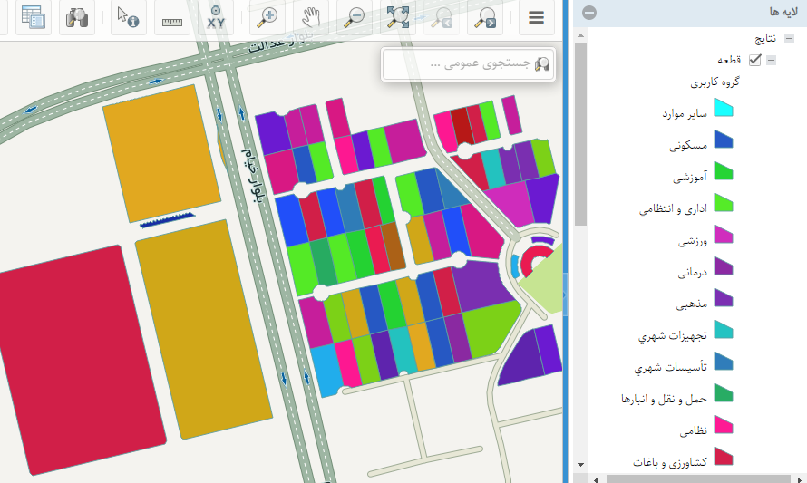 نحوه نمایش نتایج بر روی نقشه ( نمایش راهنما در فهرست لایه ها)