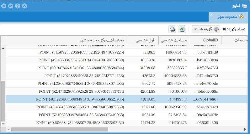 استفاده از تابع SqlProjector برای نمایش مختصات مرکز هندسی محدوده شهر